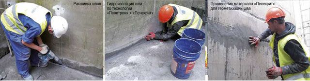 Гидроизоляция швов и стыков в сборных или монолитных бетонных пожарных резервуарах 
